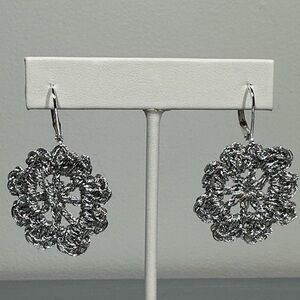 Artisan Silver—Color Hand-Crochet Earrings